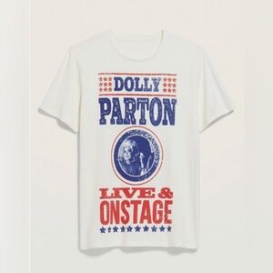 Dolly Parton White Short-Sleeve Graphic Tee - Red & Blue Live Onstage